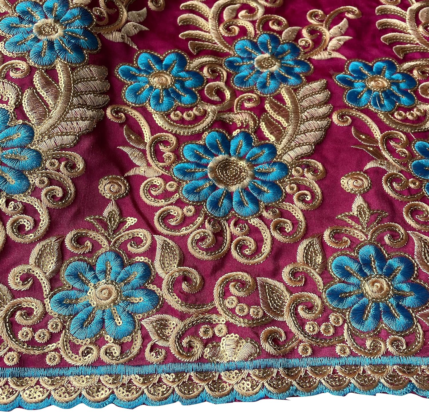 Sequin Fabric George Lace Fabric Embroidery African Lace New Silk Lace Bridal for Sewing Textile 5 Yards (3 Yards, Rose red)