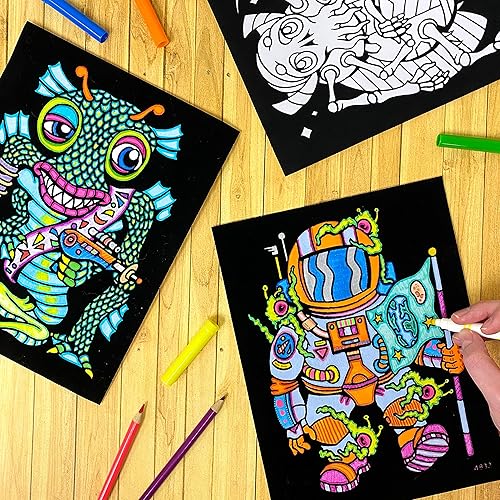 Miniatura 3 de Stuff2Color Aliens - Paquete de 6 pósteres para colorear de terciopelo difuso