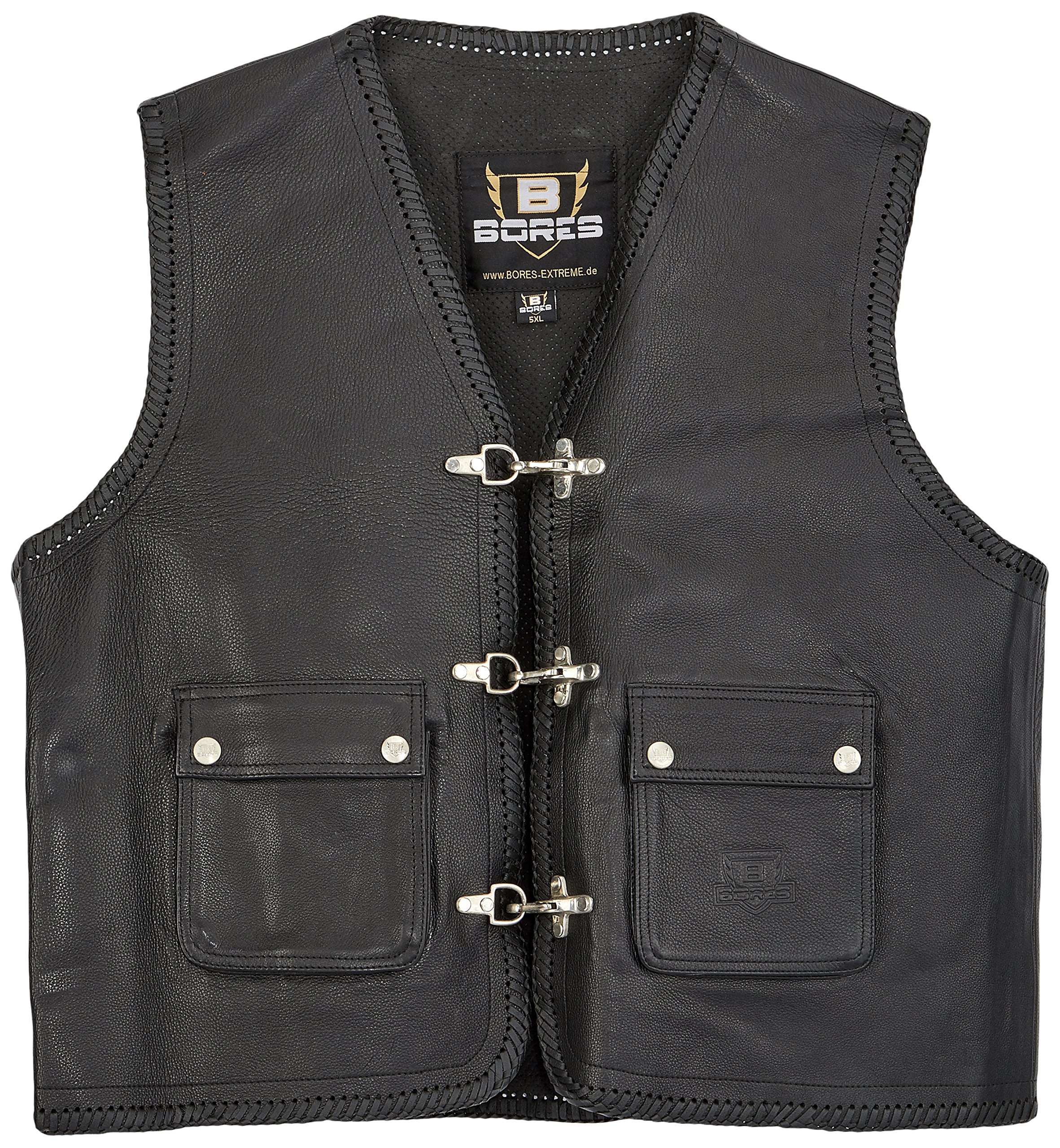 Bores sunride 3 Gilet in pelle bovina, tasche applicate, Nero, Taglia 2 X L