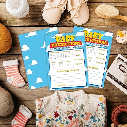 Miniatura 8 de 30 Baby Shower Adivina quién Juego de mamá o papá, tema de cielo y nubes, 5 x 7 pulgadas, tarjetas de juego rellenas de doble cara para niños o