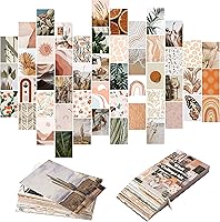 Yopyame 50PCS Boho Aesthetic Wall Collage Kit - Peach Teal Orange Prints, Dorm Room Bedroom Decor for Girls Teens Women (4x6")