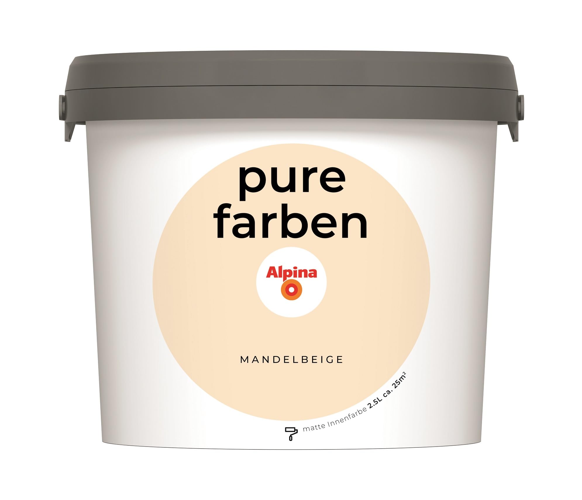 Alpina pure farben Wandfarbe – Mandelbeige – strapazierfähige und atmungsaktive Innenfarbe – ergiebig, gut deckend & reinigungsfähig – 2,5 Liter