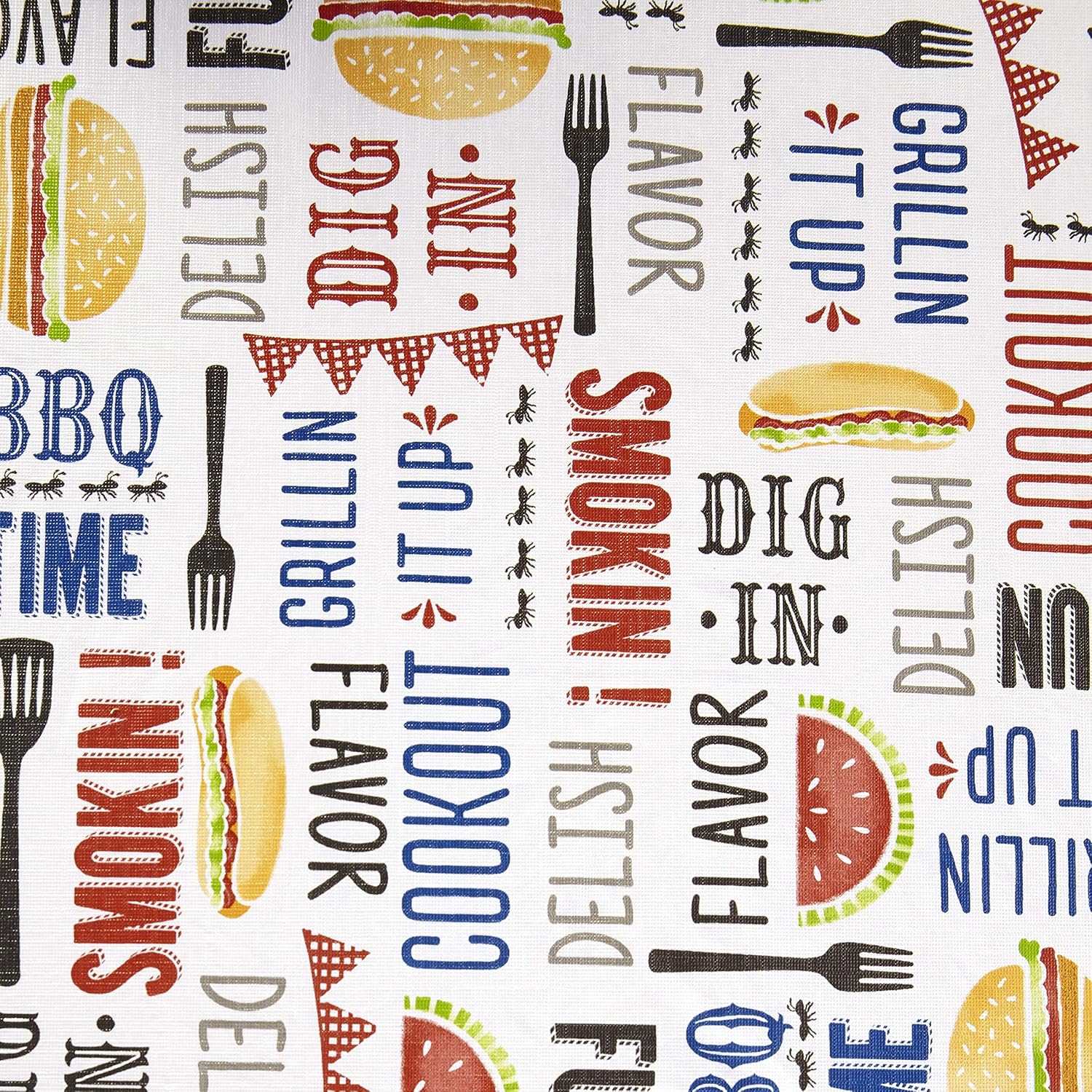 The Lakeside Collection Picnic Table and Bench Seat Covers with Elastic Edges - BBQ - 3 Pieces