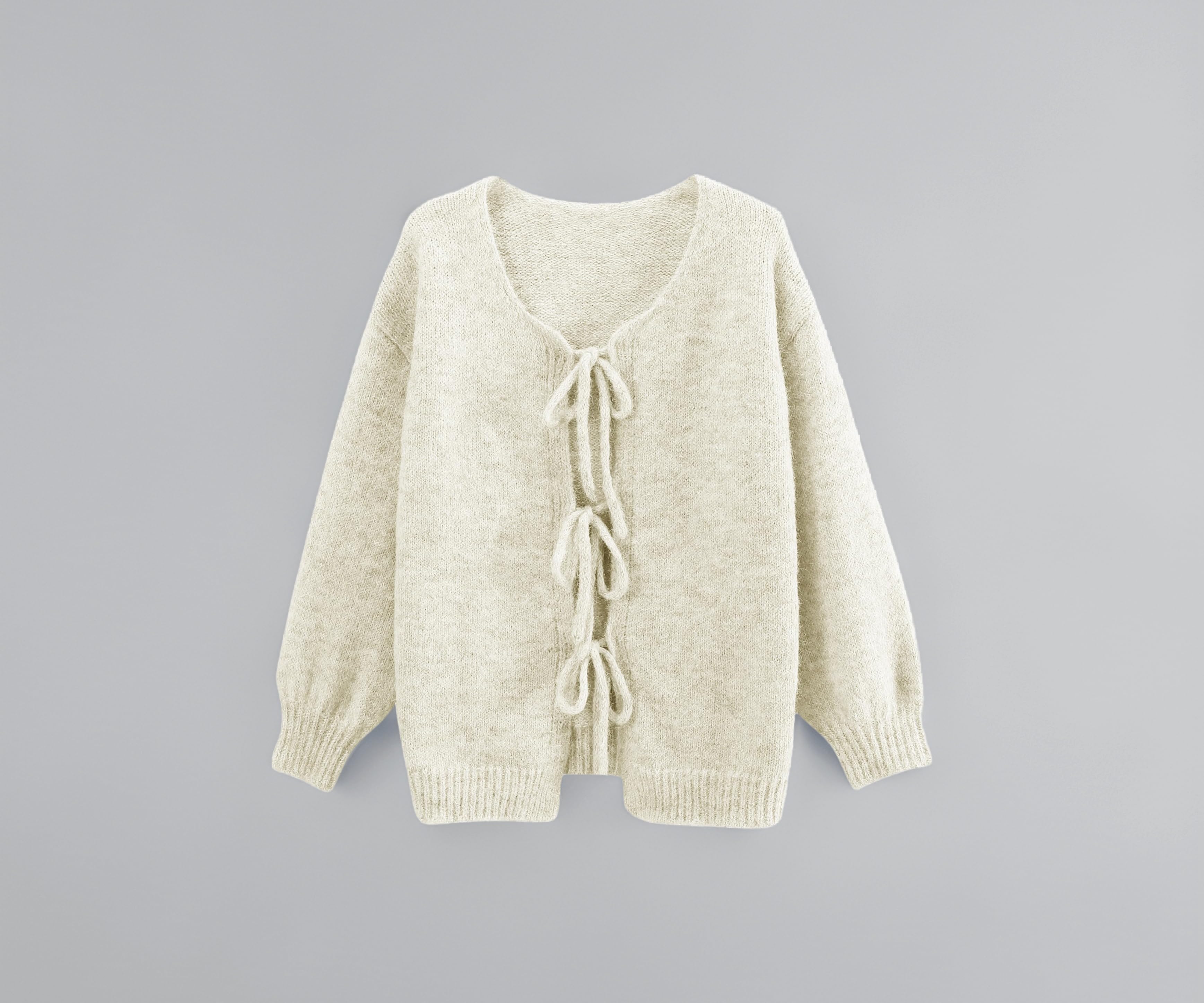 Cute Oversized Cardigan Sweaters for Women Y2K Long Sleeve V Neck Bow Tie Front Cadigan Knitwears Bow Tops