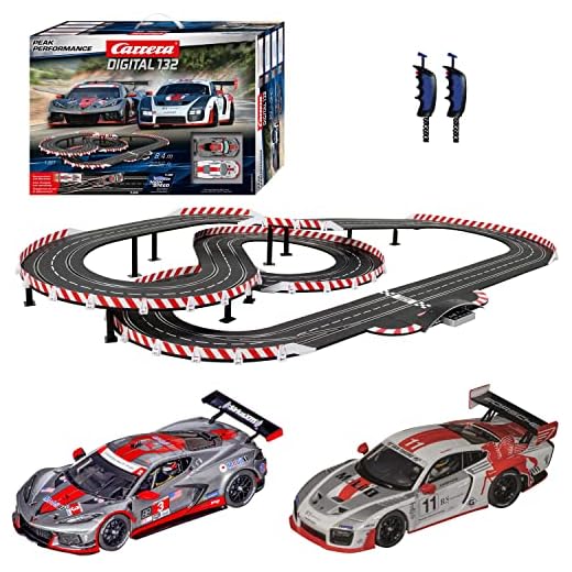 Carrera Digital 132 20030027 Peak Performance Digital Electric 1:32 Scale Slot Car Racing Track Set for Racing up to 6 Cars at Once - Includes Two 1:32 Scale Cars & Two Dual-Speed Controllers Age 8+