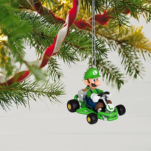 Miniatura 6 de Hallmark Keepsake Adorno de Navidad 2023, adorno de Nintendo Mario Kart Luigi, regalos para jugadores