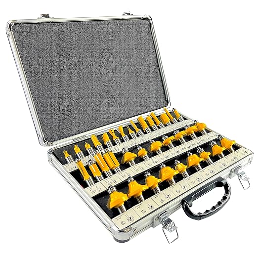 35 Piece Carbide Router Bits Set, 1/2" Shank, Multiple Route Bits, Aluminum Case