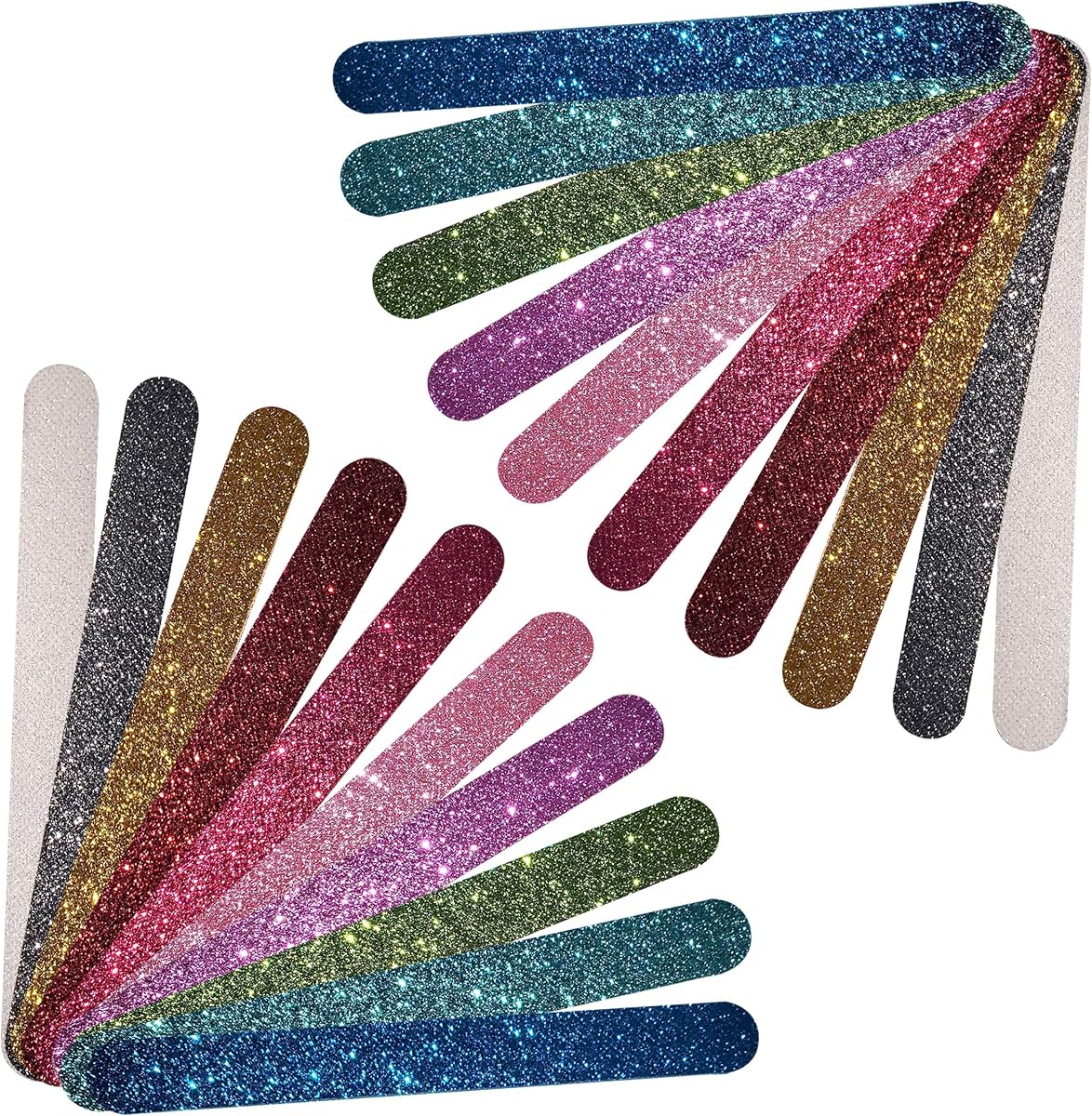 P2P Nails Glitter Colorful Nail File Strips - Manicure and Pedicure Nail Buffers - Double Sided Filers for Shaping and Smoothing Toenails and Fingernails (Regular, 20)