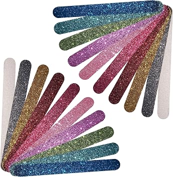 P2P Nails Glitter Colorful Nail File Strips - Manicure and Pedicure Nail Buffers - Double Sided Filers for Shaping and Smoothing Toenails and Fingernails Regular, 20