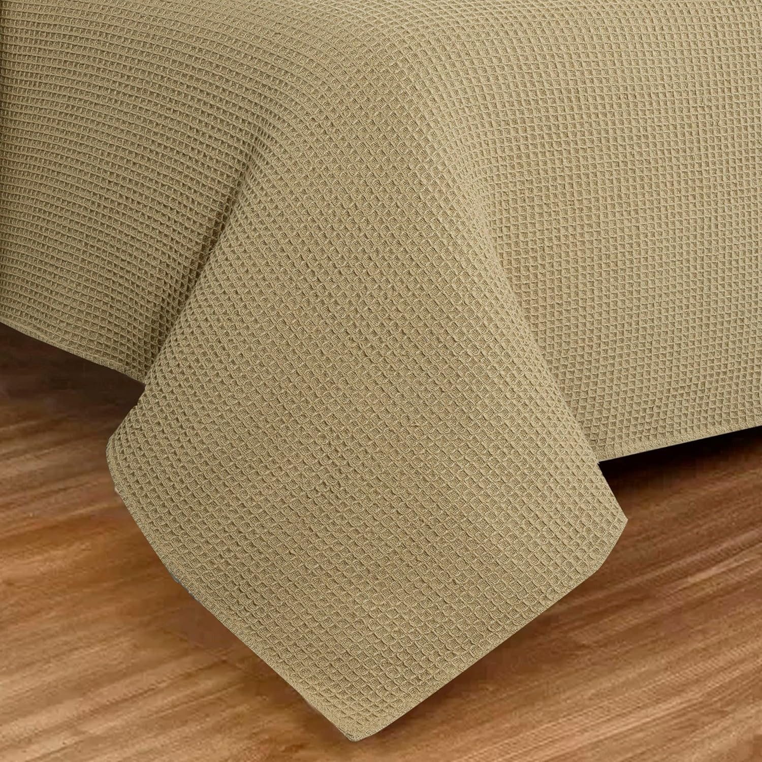 Bed & Bath Home Premium 100% Cotton Waffle Weave Blanket Twin Size – Soft Breathable Lightweight Comfort, Natural All-Season Bed Blanket, Easy-Care Bedspread for Bed & Couch (Khaki) - Image 7