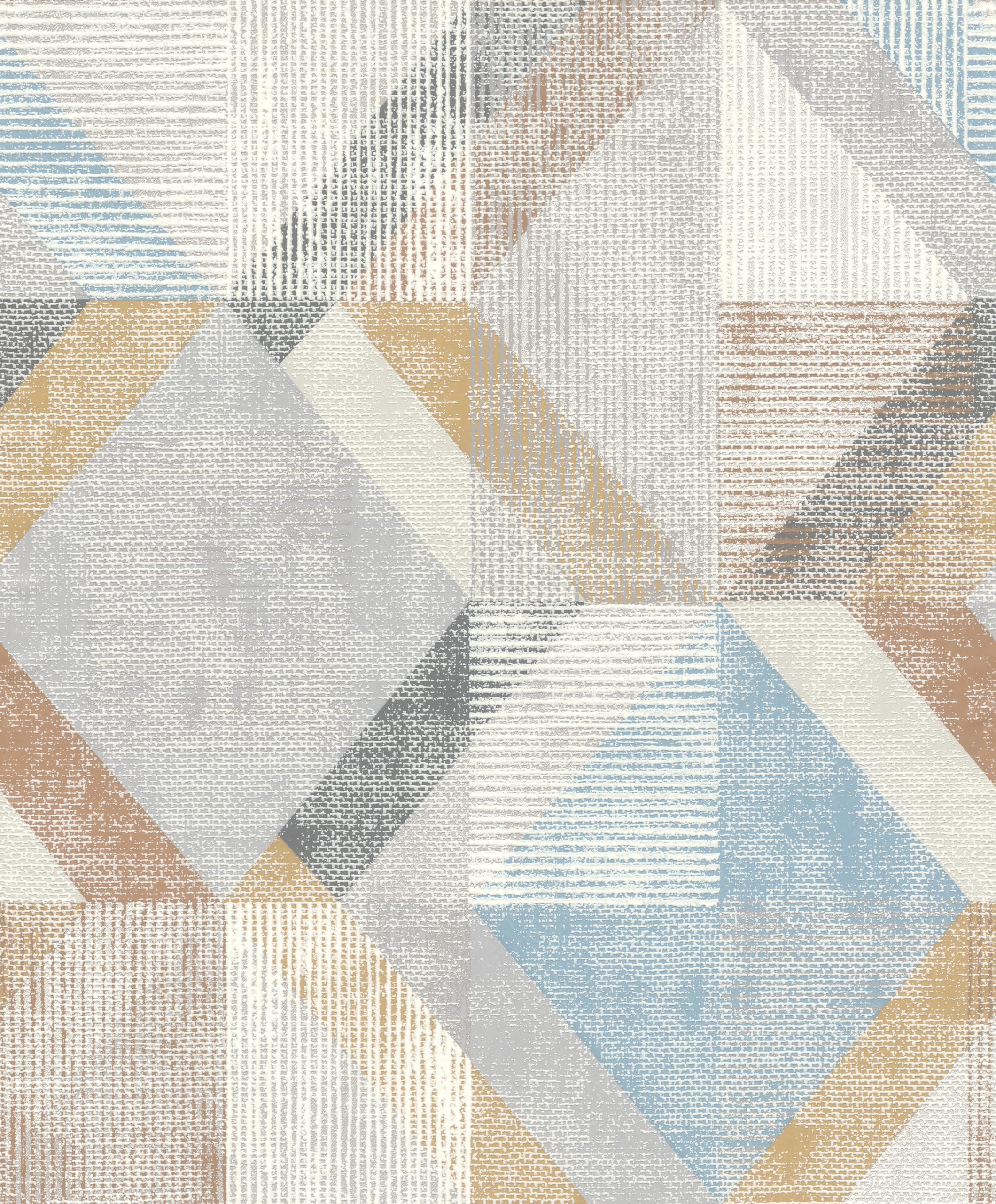 Papier peint intissé Rasch triangles gris et bleu 10m x 0,53m