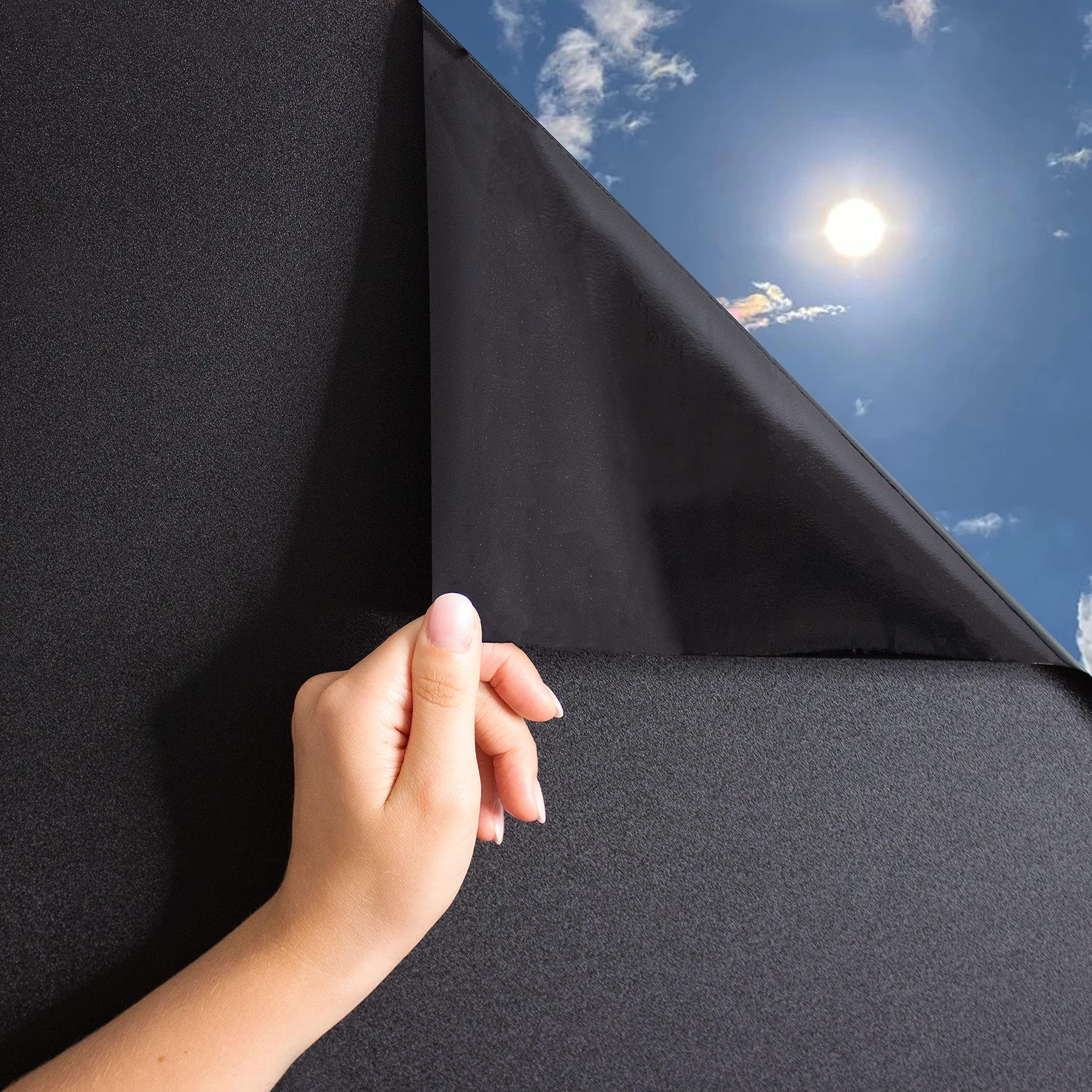 MARAPON® Window Film Privacy - Static & Black [44.5x200 cm] - E-book included with Pro Tips - Tinted Film - Excellent Privacy Protection - Privacy Window Film - Static - Blackout Window Film