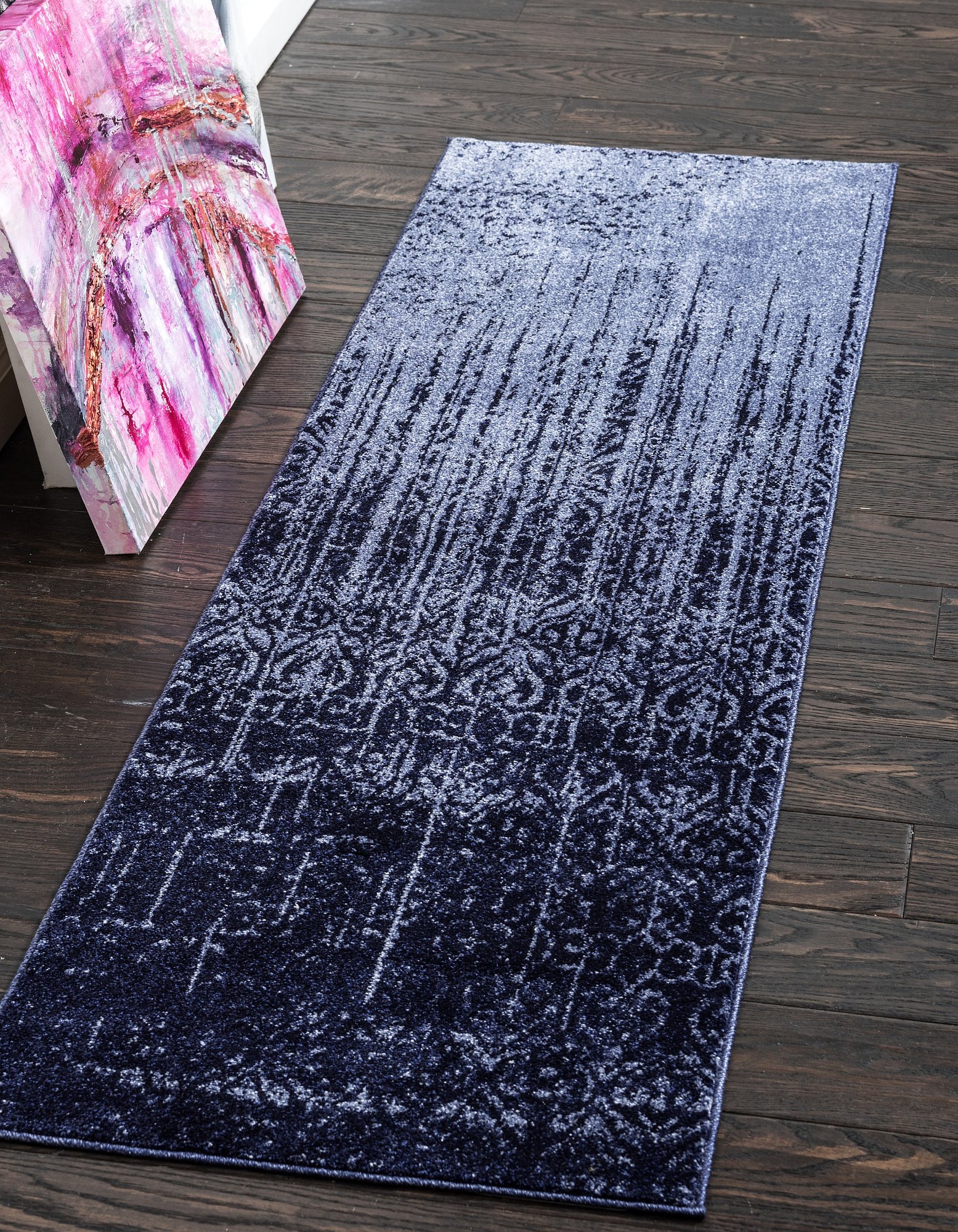 Unique Loom Del Mar Collection Area Rug - Jennifer (2' 7" x 10' Runner, Blue/ Navy Blue)