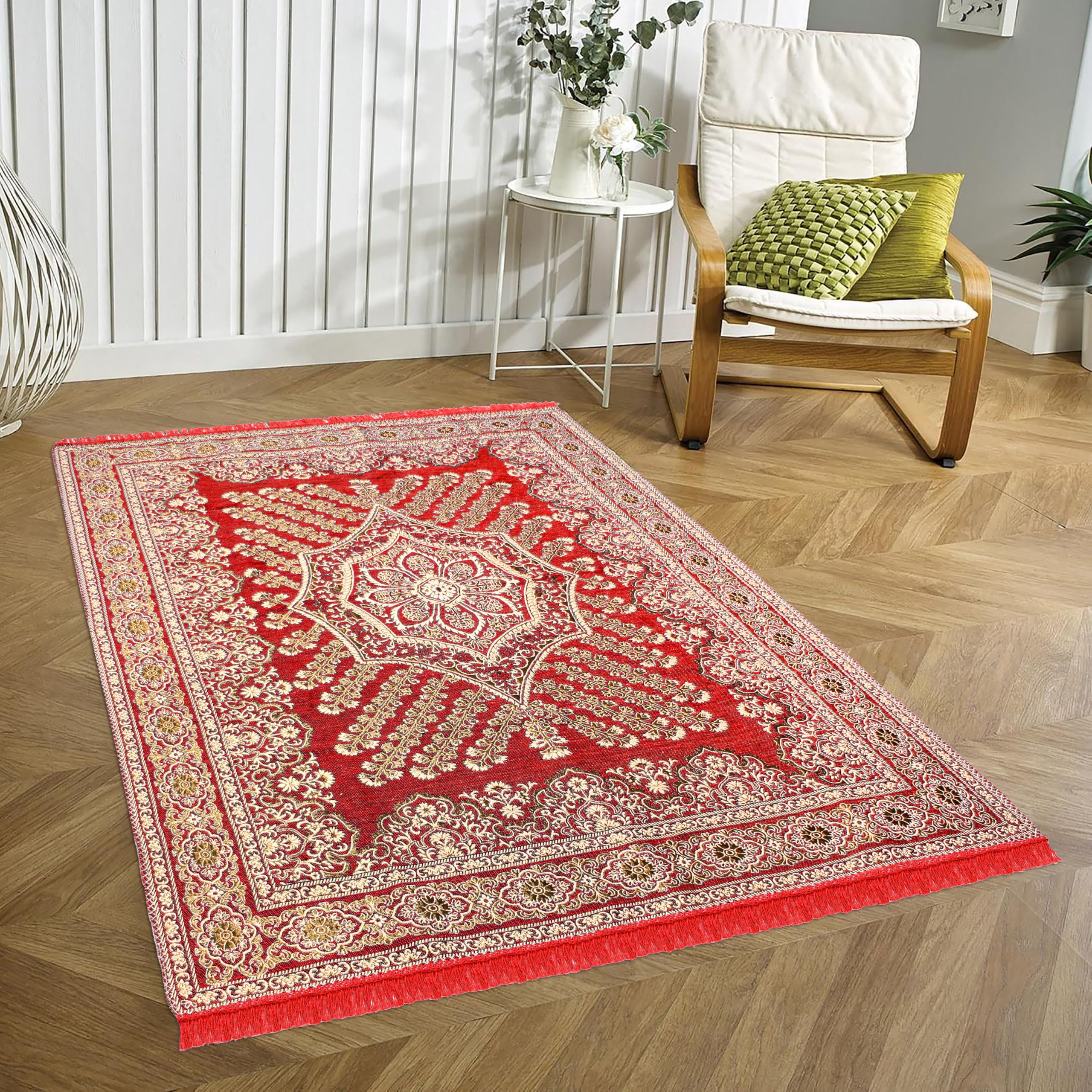 Nirmal Home Cotton Rectangular Printed Floor Carpet for Bedroom Living Room Hall Dining Room Decorative Rugs Mat (5x7 Feet, Red) (B0D3Q6T4C7) Amazon Price History, Amazon Price Tracker