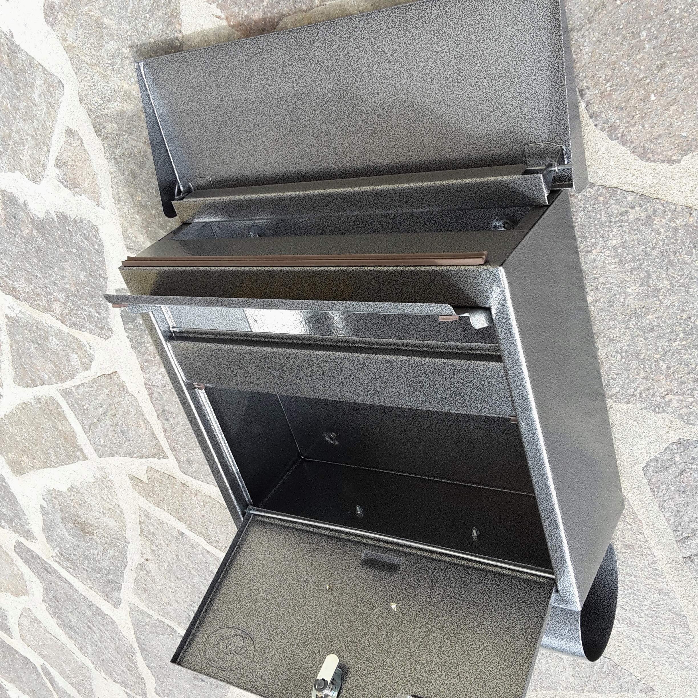 Relaxdays Briefkasten Mit Zeitungsfach, Eckiger Postkasten, HBT 37 X 37
