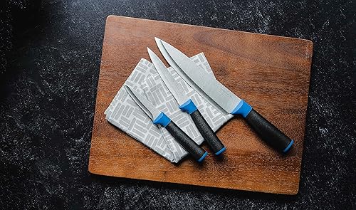 Miniatura 5 de Juego de 3 cuchillos de cocina, incluyendo cuchillo de pelar, utilidad y chef, cuchillas de acero inoxidable de alto carbono de corte afilado con
