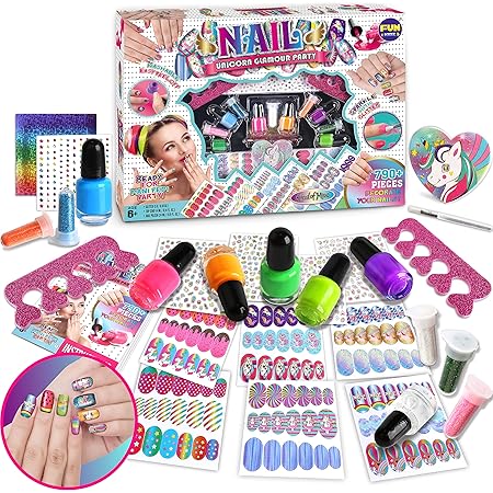 Amazon.com : Toy Unicorn Nail Art Kit for Girls 7-12, FunKidz Ultimate ...