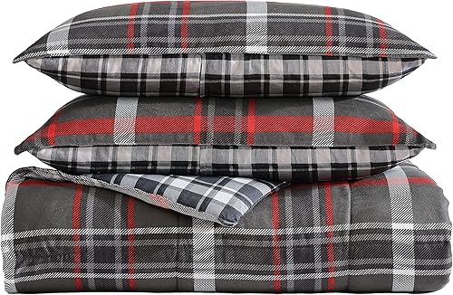 Miniatura 16 de Eddie Bauer - Juego de edredón tamaño Queen, ropa de cama reversible a cuadros con fundas a juego, decoración del hogar para meses más fríos (gris