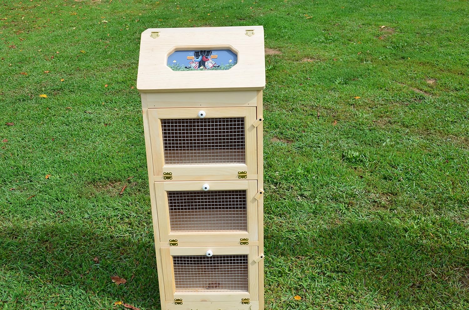 Amish Handcrafted Solid Pine Bread Box and 3 Door Vegetable Bin. Measures 16.5" L X 11" W X 43.5" H