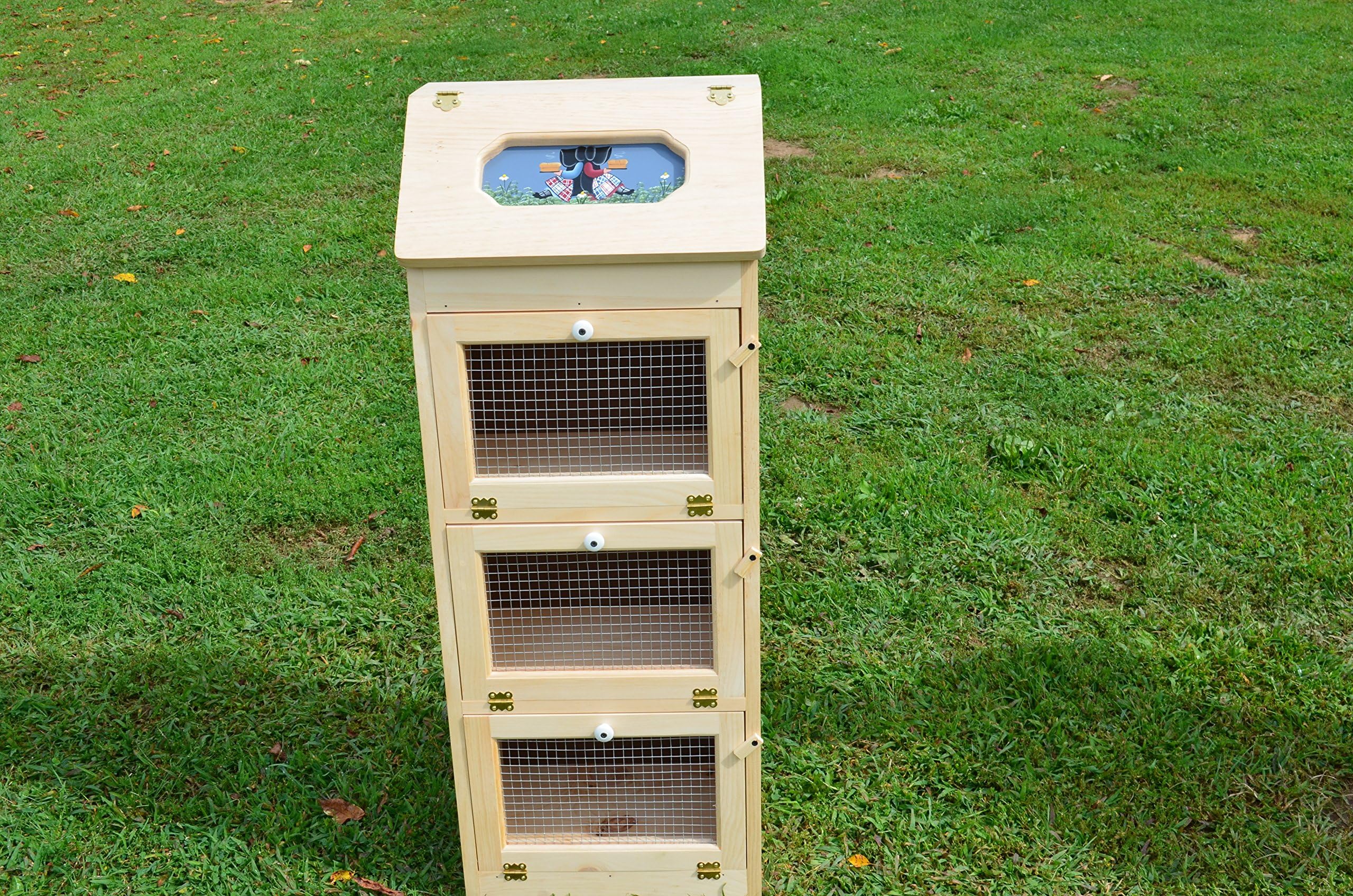Amish Handcrafted Solid Pine Bread Box and 3 Door Vegetable Bin. Measures 16.5" L X 11" W X 43.5" H