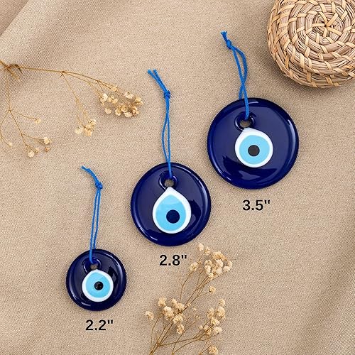 Miniatura 2 de Erbulus Adorno para colgar en la pared de ojo turco con cuentas de nazar turco ojo turco dije de protección del hogar con triple ojo malvado juego
