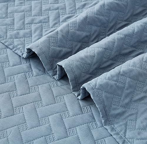 Miniatura 5 de Chezmoi Collection Randall - Juego de colcha acolchada de 3 piezas de mezcla refrescante suave de rayón derivado de bambú y poliéster, tejido de