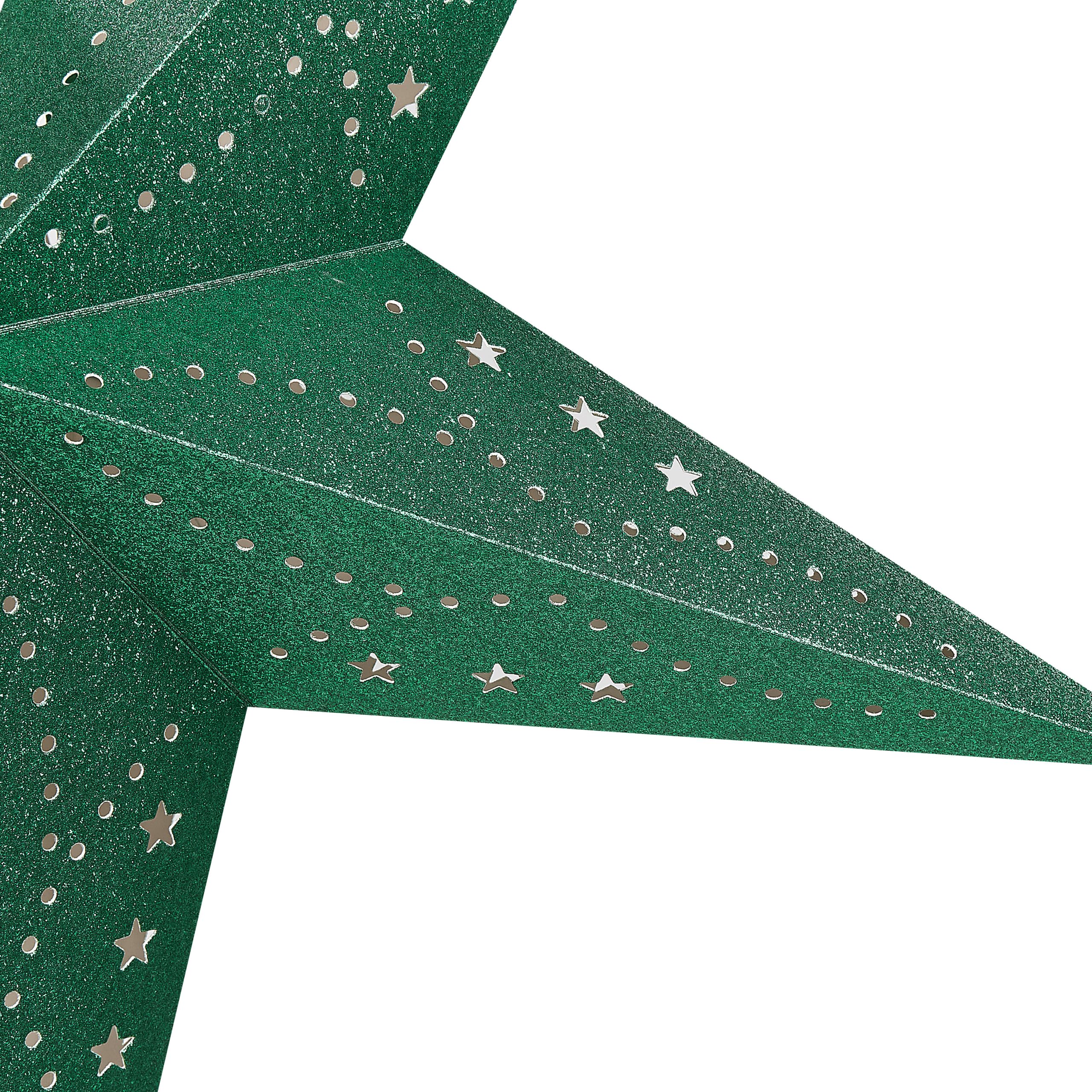 Lot de 2 Étoiles LED en Papier Brillant pour Décoration de Noël 60 cm Vert Motti