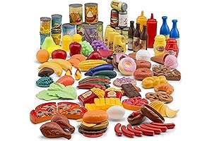 Jaxojoy Pretend Play Food for Kids Kitchen Set - 122 Pieces Imaginative Fun!