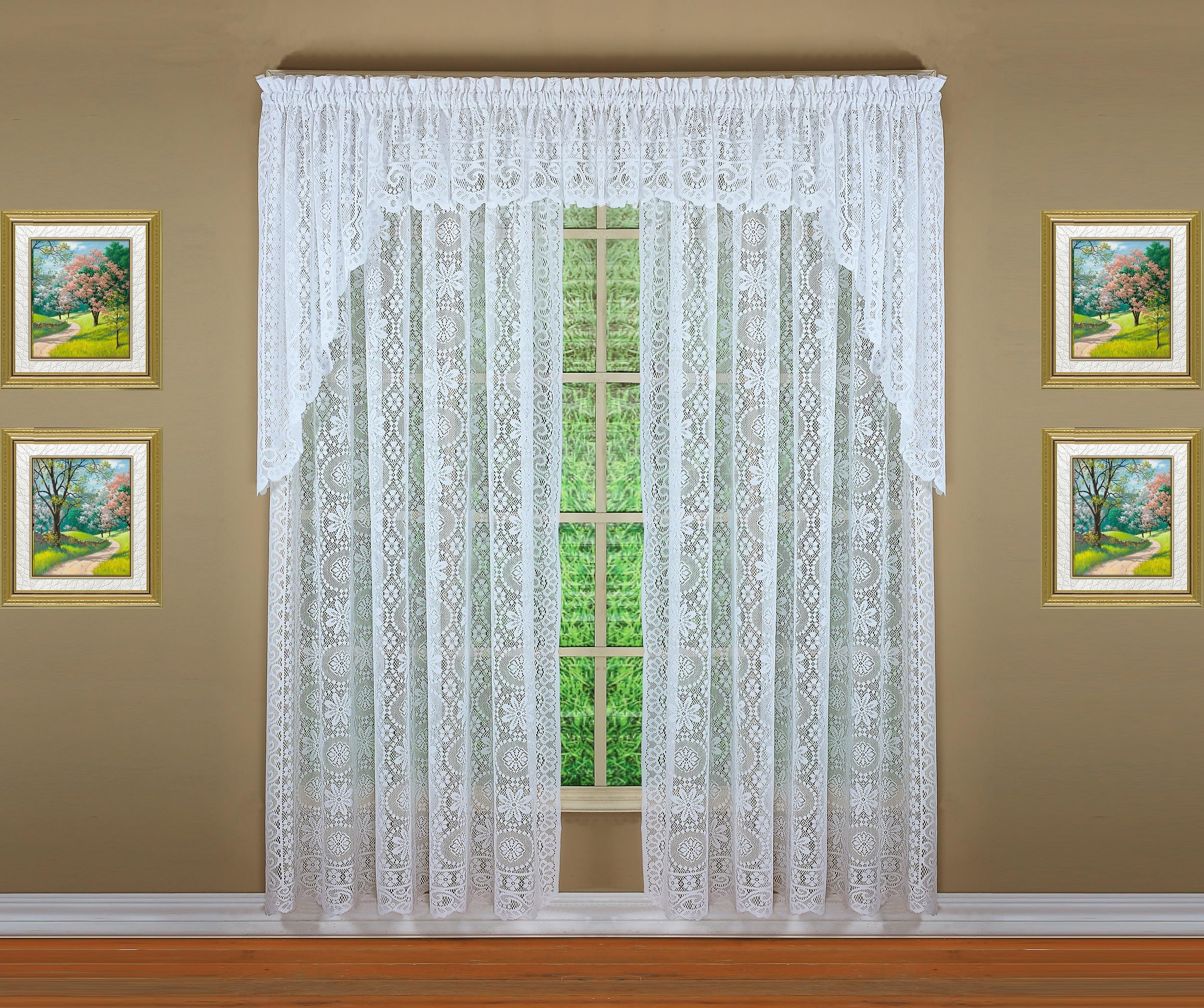Today's Curtain Hopewell Premium Lace Panel 84", White, 58W x 84L