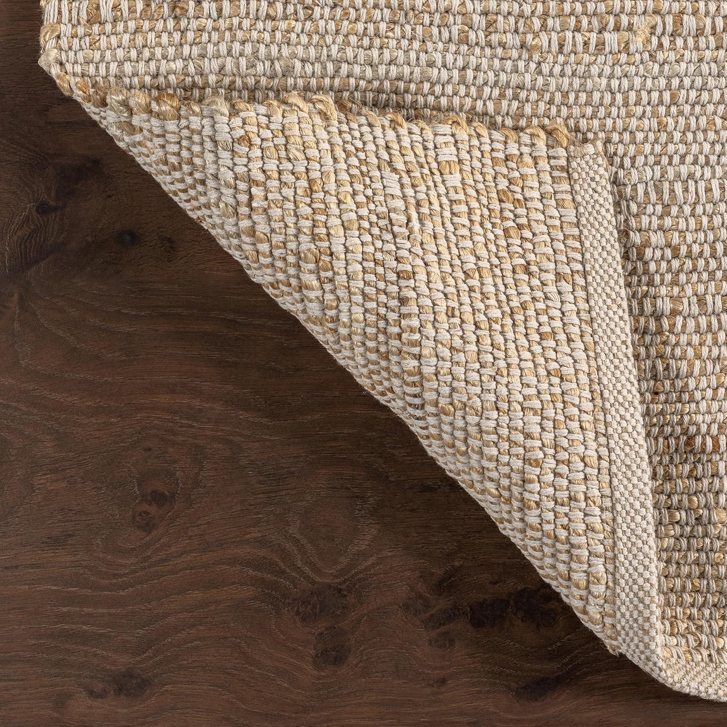 nuLOOM 2'6" x 6' Elfriede Jute & Cotton Hand Woven Area Rug, Natural, Solid Rustic Farmhouse Style, Weaved Design, Natural Fiber, For Bedroom, Living Room, Dining Room, Hallway, Office, Entryway