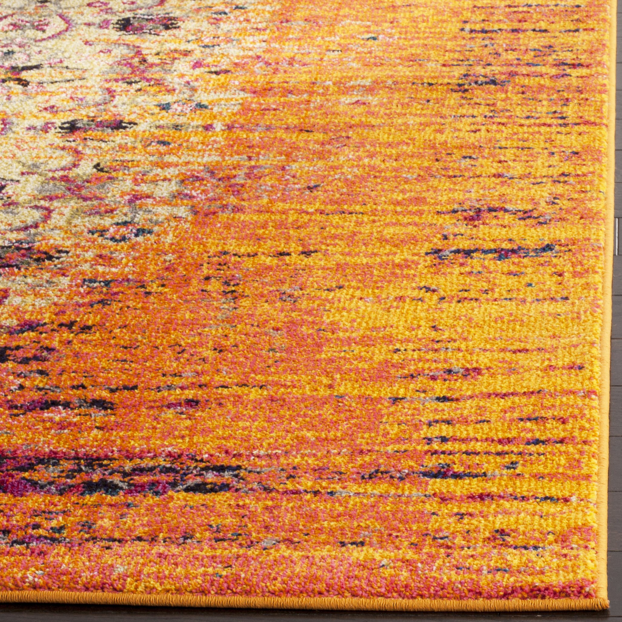 SAFAVIEH Tapis Boho Pour Salon, Salle à manger, Chambre à coucher - Monaco Collection, Tapis à poil court, Orange et Multi, 122 X 170 cm