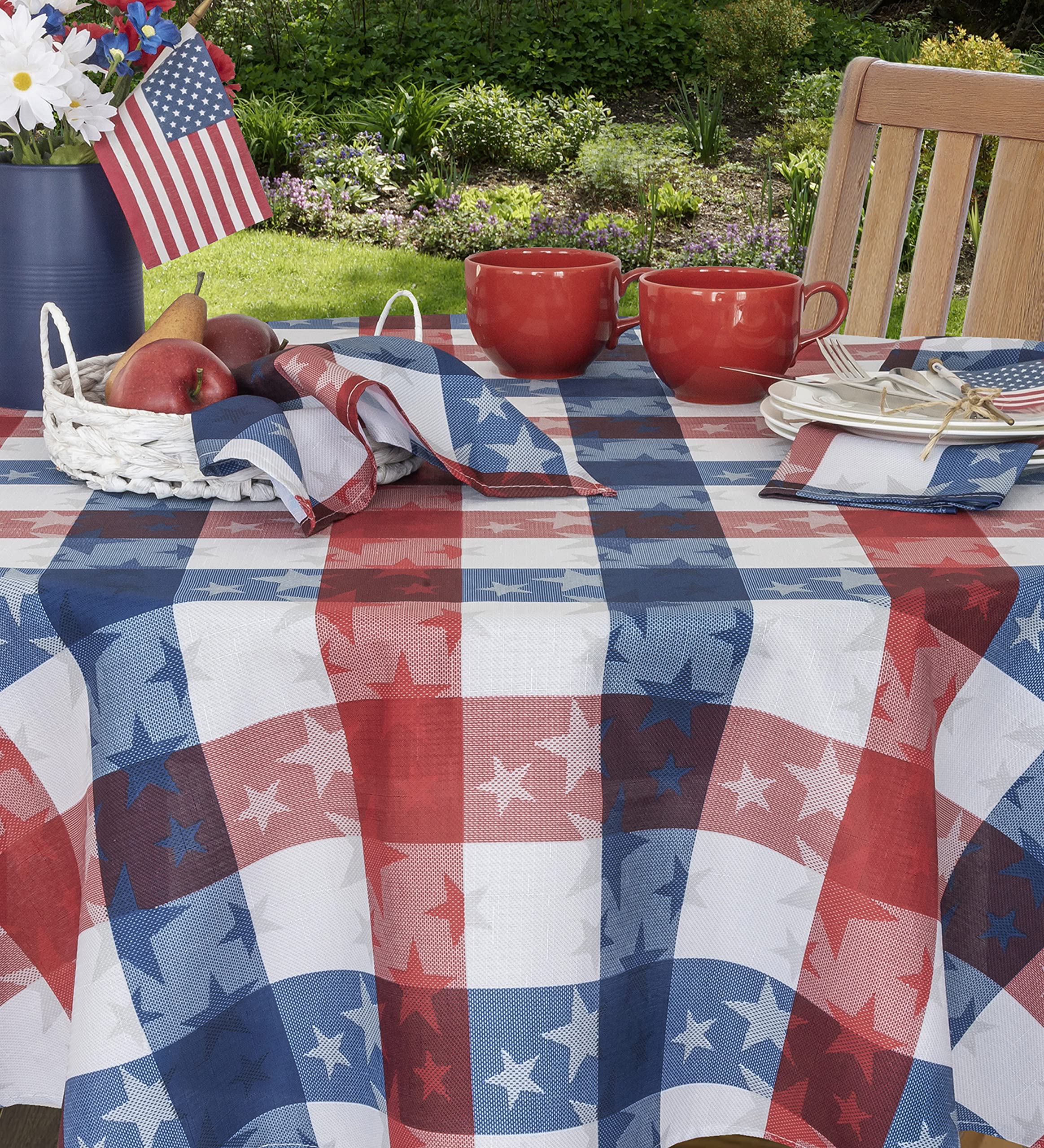 Amazon｜Newbridge American Tossed Stars 愛国的 格子縞 屋内 屋外