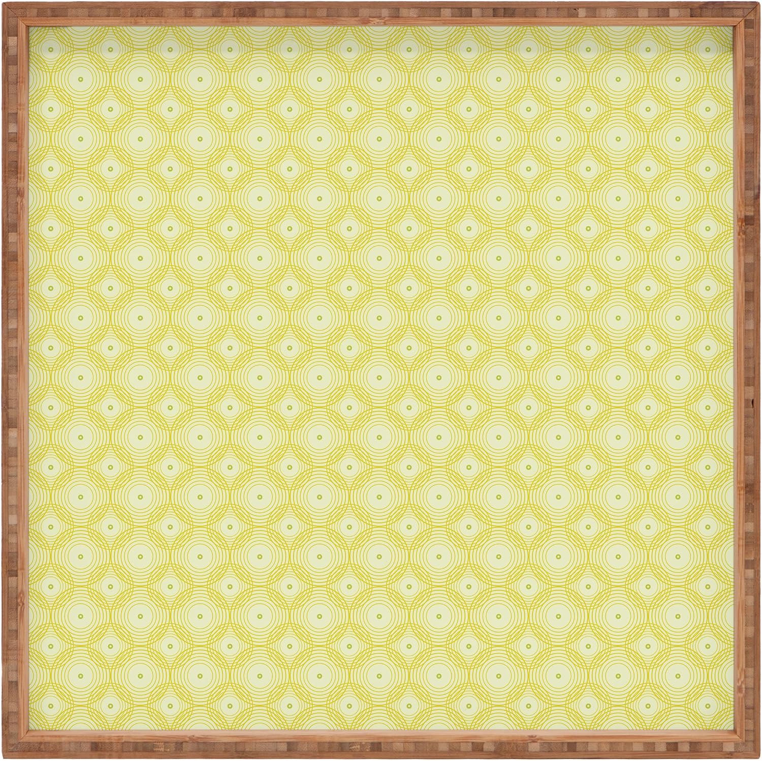 Deny Designs Caroline Okun Yellow Spirals Indoor/Outdoor Square Tray, 16" x 16"