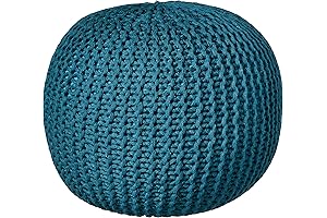 Round Knit Teal Ottoman