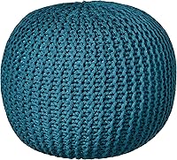 Vista 11 de Urban Lifestyle Puf de punto redondo - Algodón tejido a mano, azul claro