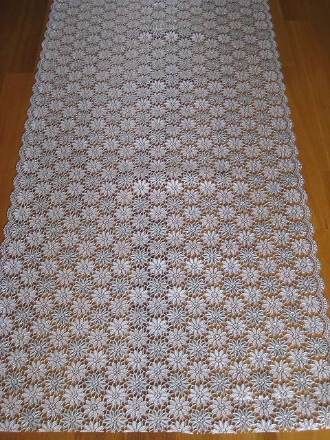 Plastic Lace, Tray Cloth, Table Runner White & Silver Marie Design 100cm Long 50cm Wide