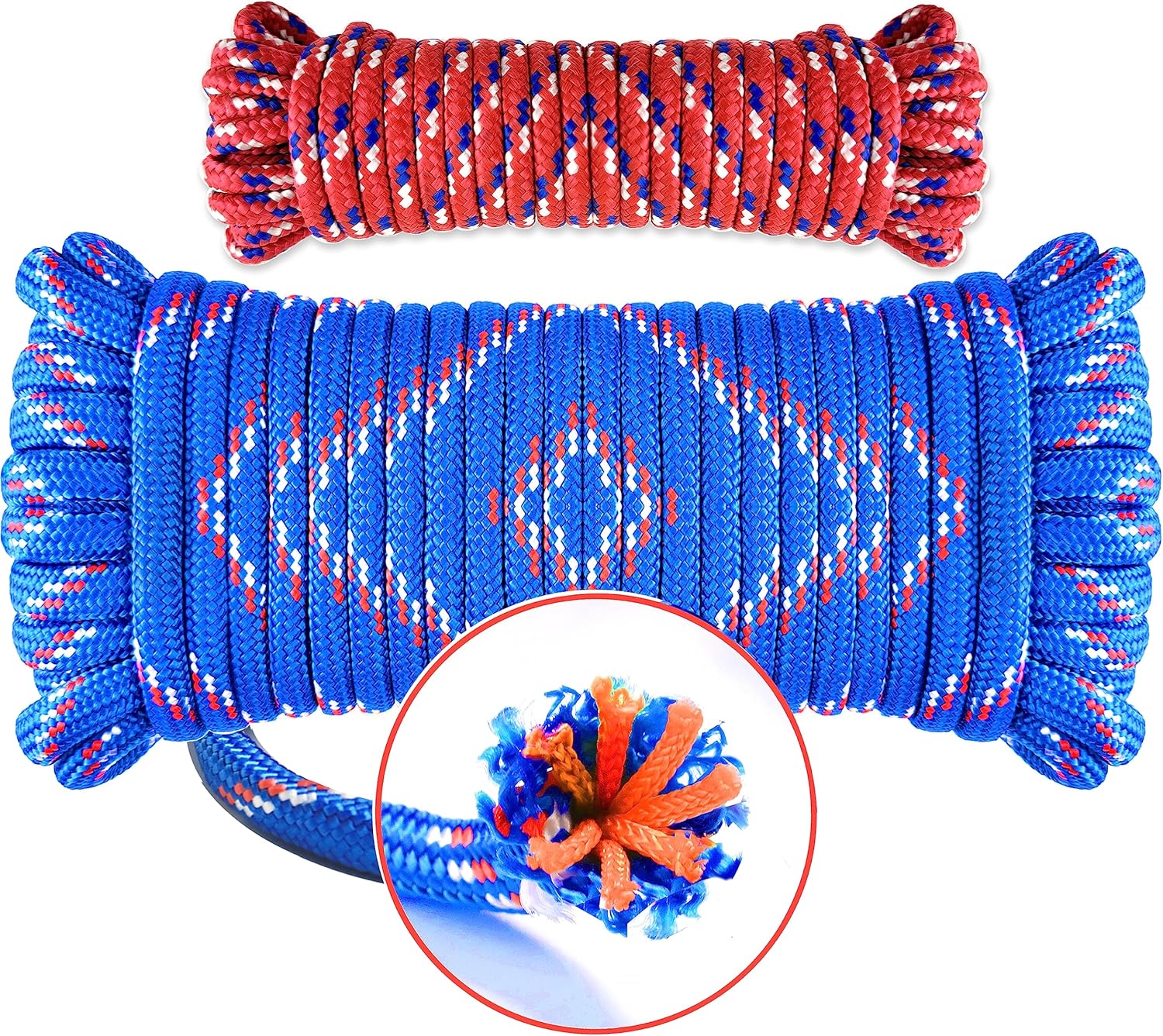 Wellmax Diamond Braid Nylon Rope – 1/2 Inch x 50 FT – Heavy Duty Braided Rope for Docking, Camping, DIY, Crafts & Outdoor Utility – Weather Resistant - Blue
