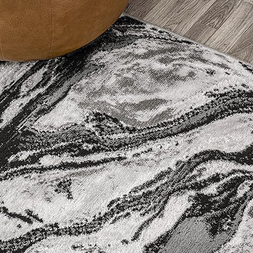 Miniatura 9 de Eyely ROS203F-3 - Alfombra abstracta para interiores con diseño de remolinos de orquídea de seda, estilo casual, contemporánea, de transición,