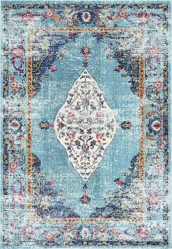 Miniatura 3 de NuLOOM Veronica - Alfombra vintage envejecida, Polipropileno, Agua (Aqua)