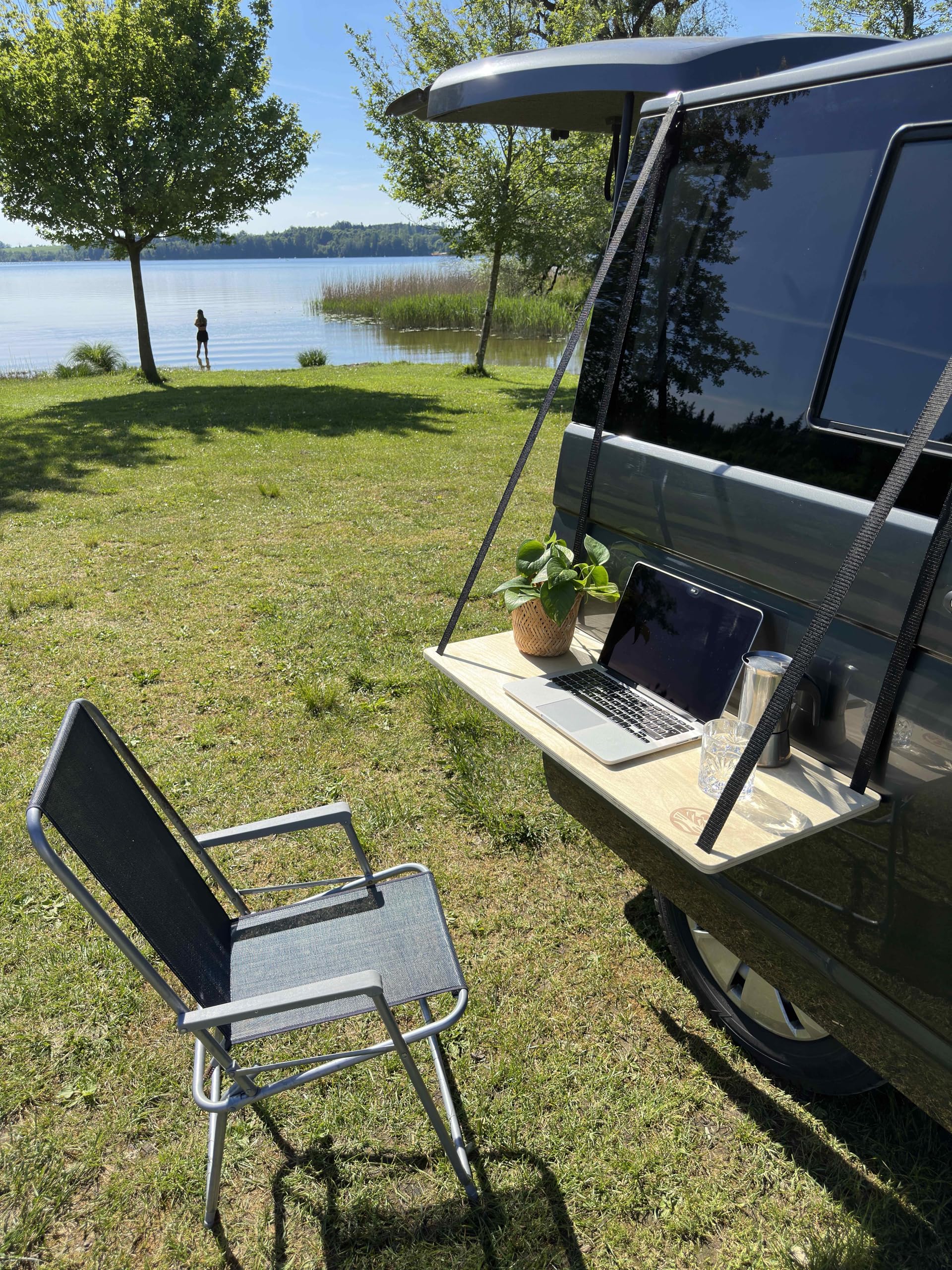 Table de suspension pour camping-car, étagère murale, cuisine extérieure en bois pour camping-car, porte coulissante VW Bus, hauteur réglable, 80x35x1,5cm