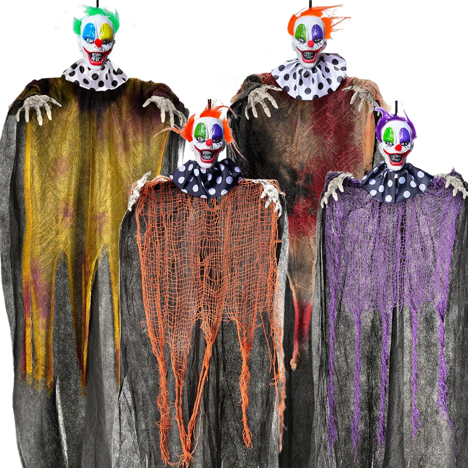 JOYIN 4 Pcs 29” Hanging Clown Halloween Decorations Outdoor, Haunted House Decor Props Front Porch Party Supplies Garden Yard Lawn Scary Horror JOYIN 4 Pcs 29” Hanging Clown Halloween Decorations Outdoor, Haunted House Decor Props Front Porch Party Supplies Garden Yard Lawn Scary Horror