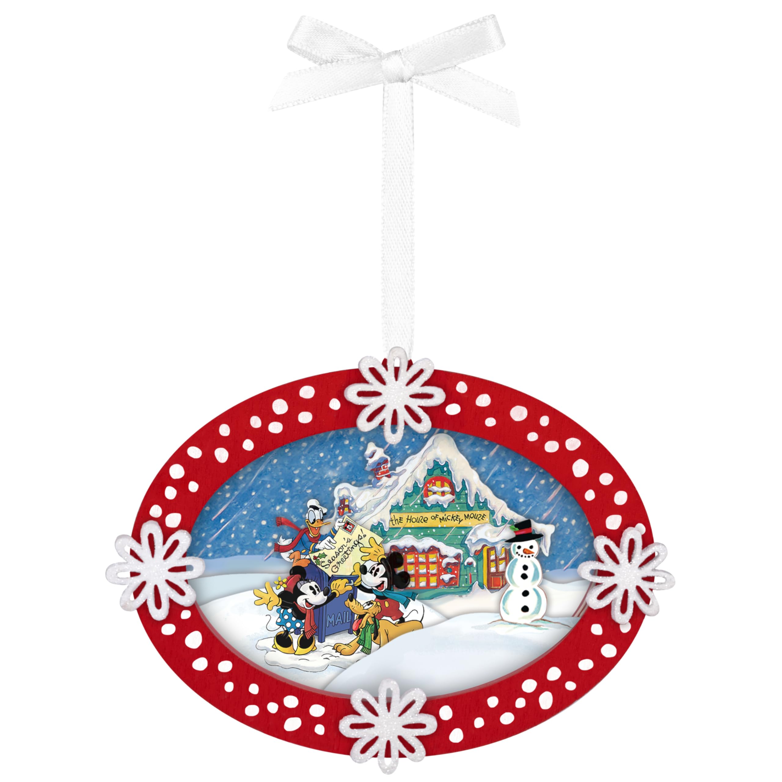 hallmark keepsake disney christmas ornament, mickey and friends sending season's greetings, papercraft, gifts for disney fans