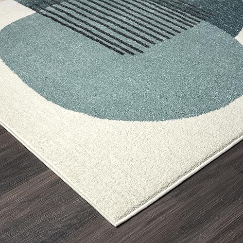 Miniatura 3 de Abani Deco Collection - Alfombra de área, diseño minimalista cremaverde, 4 x 6 pies, fácil de limpiar, duradera para niños y mascotas, no desprende