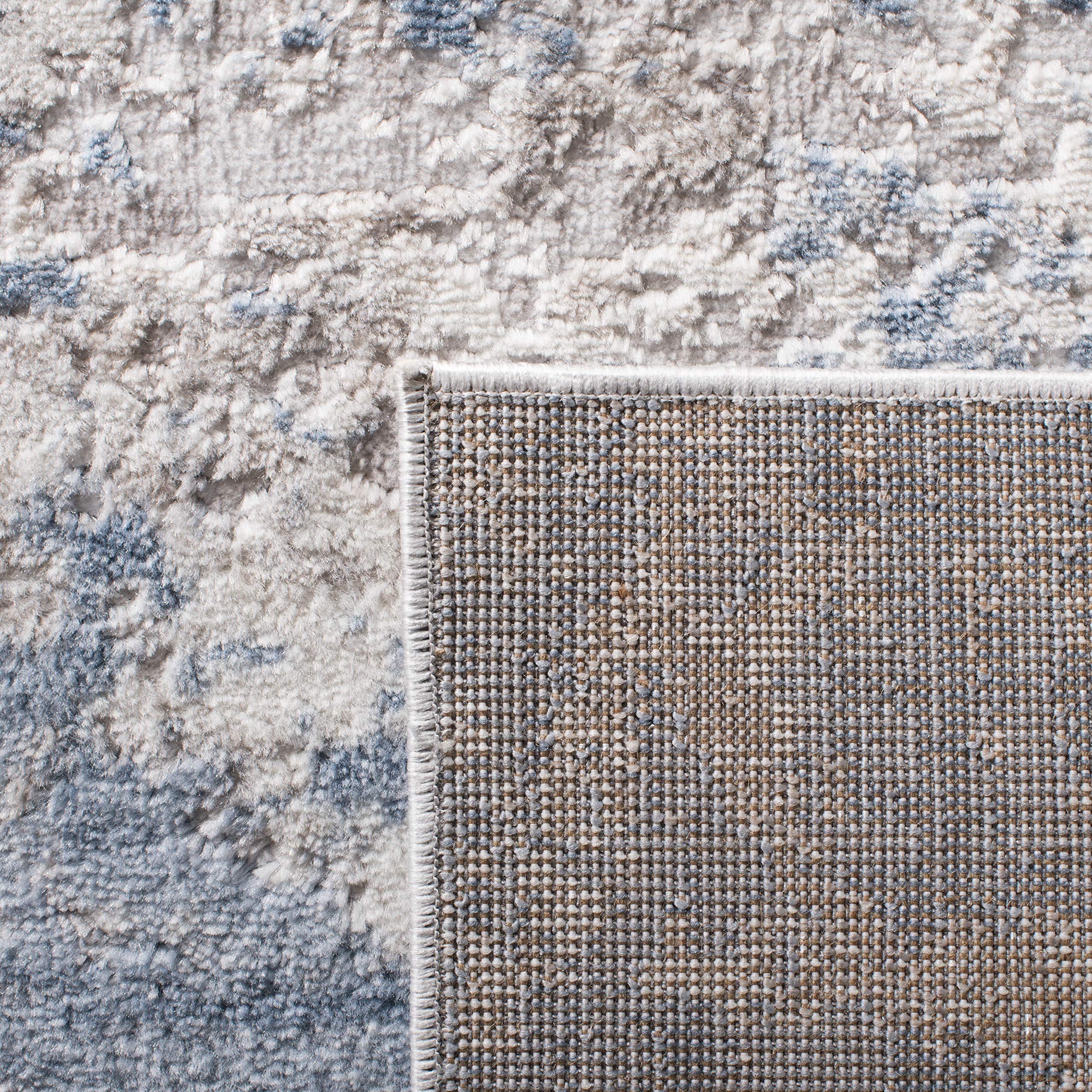 SAFAVIEH Tapis Moderne pour Salon, Salle à Manger, Chambre à Coucher - Amelia Collection, Tapis à Poil Court, Gris et Bleu, 122 X 183 cm