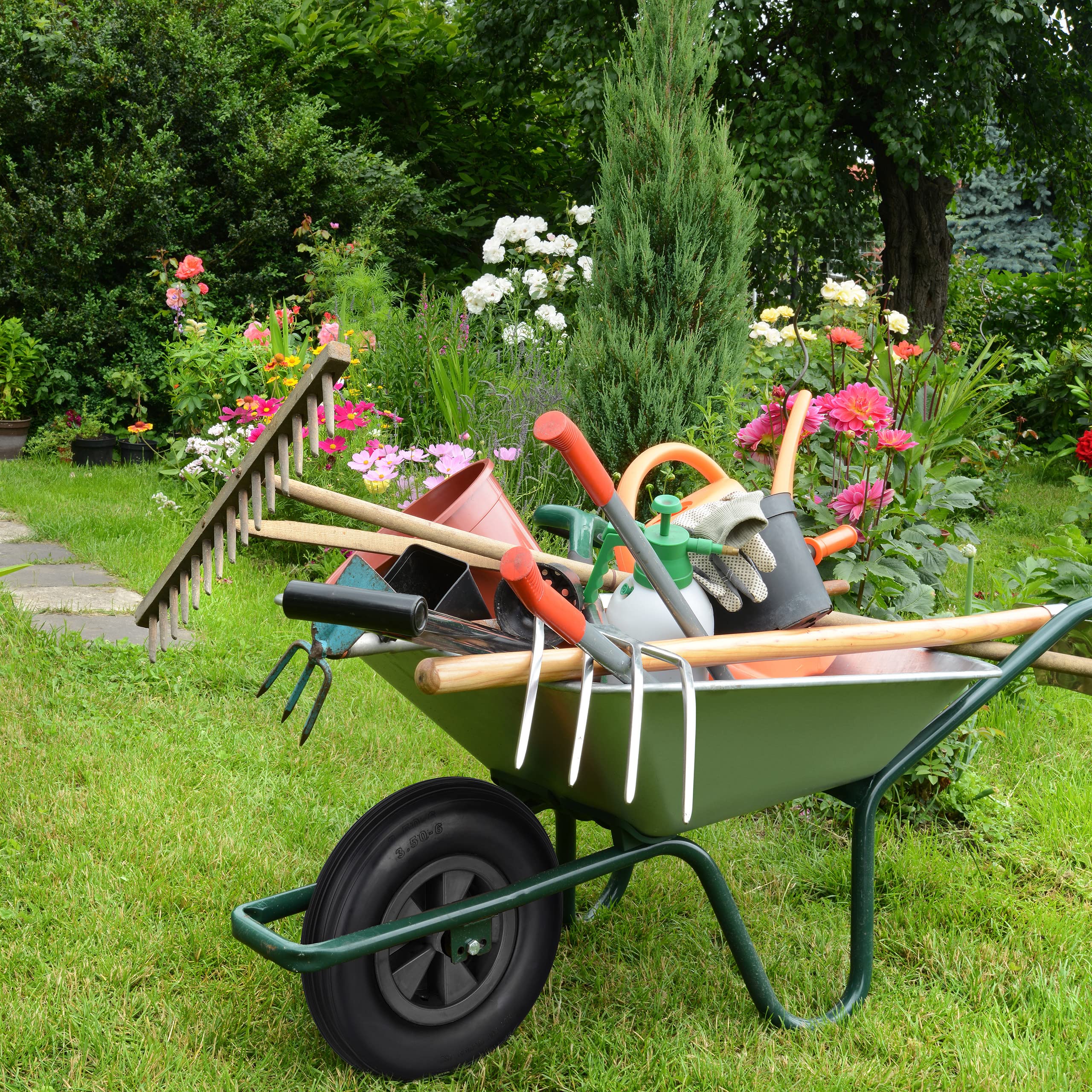 Relaxdays Schubkarrenrad 3.50-6, Vollgummi, Kunststofffelge, Ersatzrad Schubkarre, pannensicher, bis 100 kg, schwarz