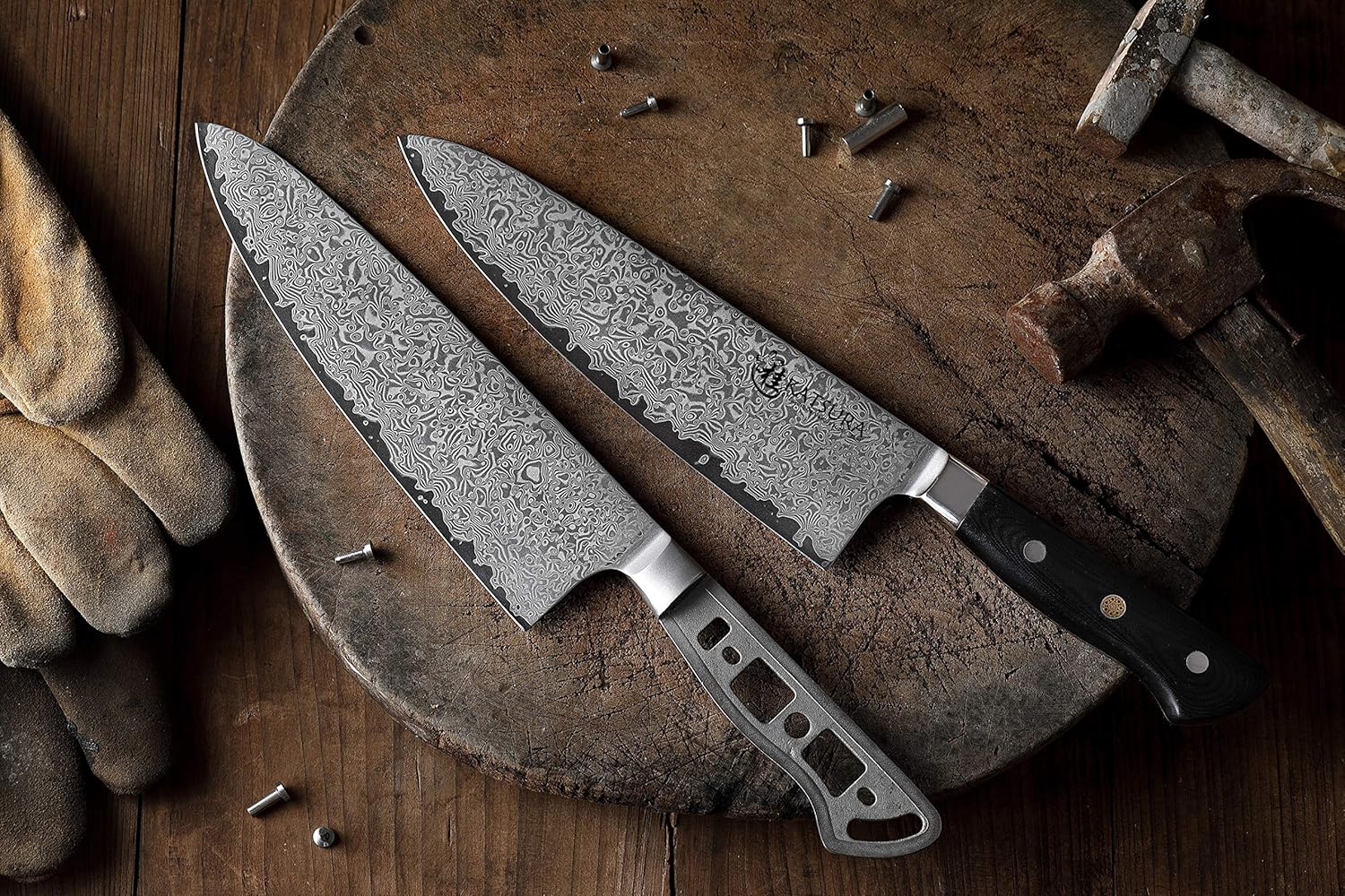 KATSURA Woodworking Project Kit – Gyuto Chef Knife Blank – 8.25 Inch – Ultra Wide Blade 55mm – Japanese Premium AUS 10, 67 Layers Damascus Steel – NO LOGO