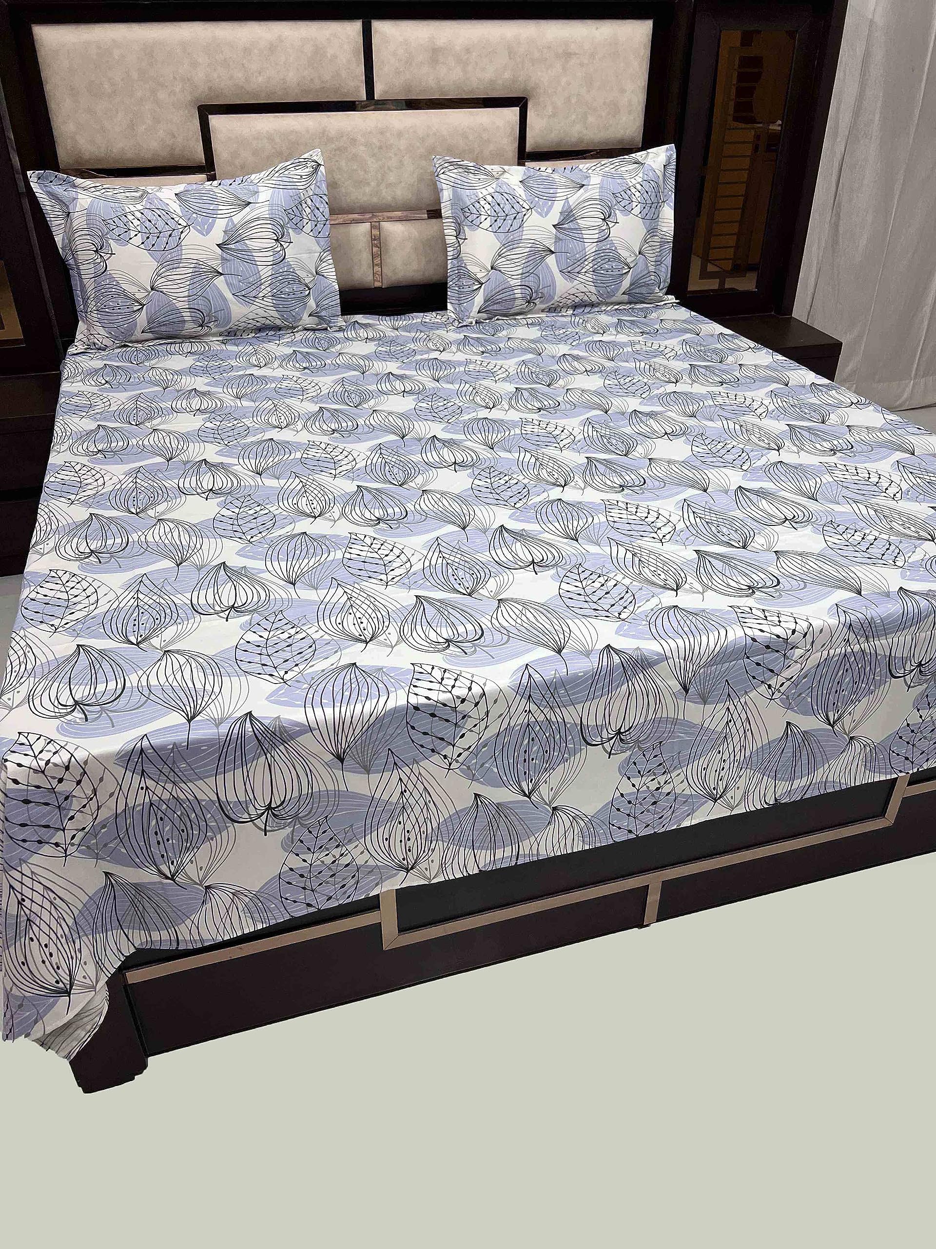 Pure Decor Passion Collection Pure Cotton Bedsheets for Double Bed Cotton with Pillow Cover Set of 2 for Home Queen Size Bed PD 1841 - Floral, Purple