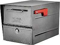 Architectural Mailboxes Oasis Eclipse Locking Mailbox - USPS Approved Heavy Duty Galvanized Steel Post Mount Secure Curbside Pewter