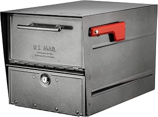 Architectural Mailboxes Oasis Eclipse Locking Mailbox - USPS Approved Heavy Duty Galvanized Steel Post Mount Secure Curbside Pewter
