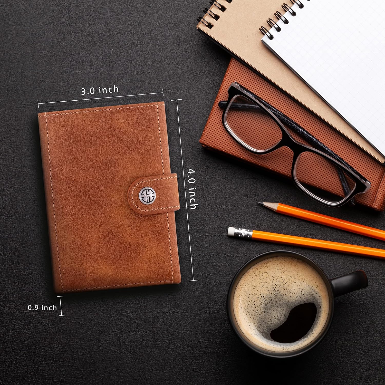 TRUSADOR Venice Men & Women Leather Trifold Wallets RFID Blocking Front Pocket Wallet (Cognac Vintage, With Coin Pocket) - Image 4